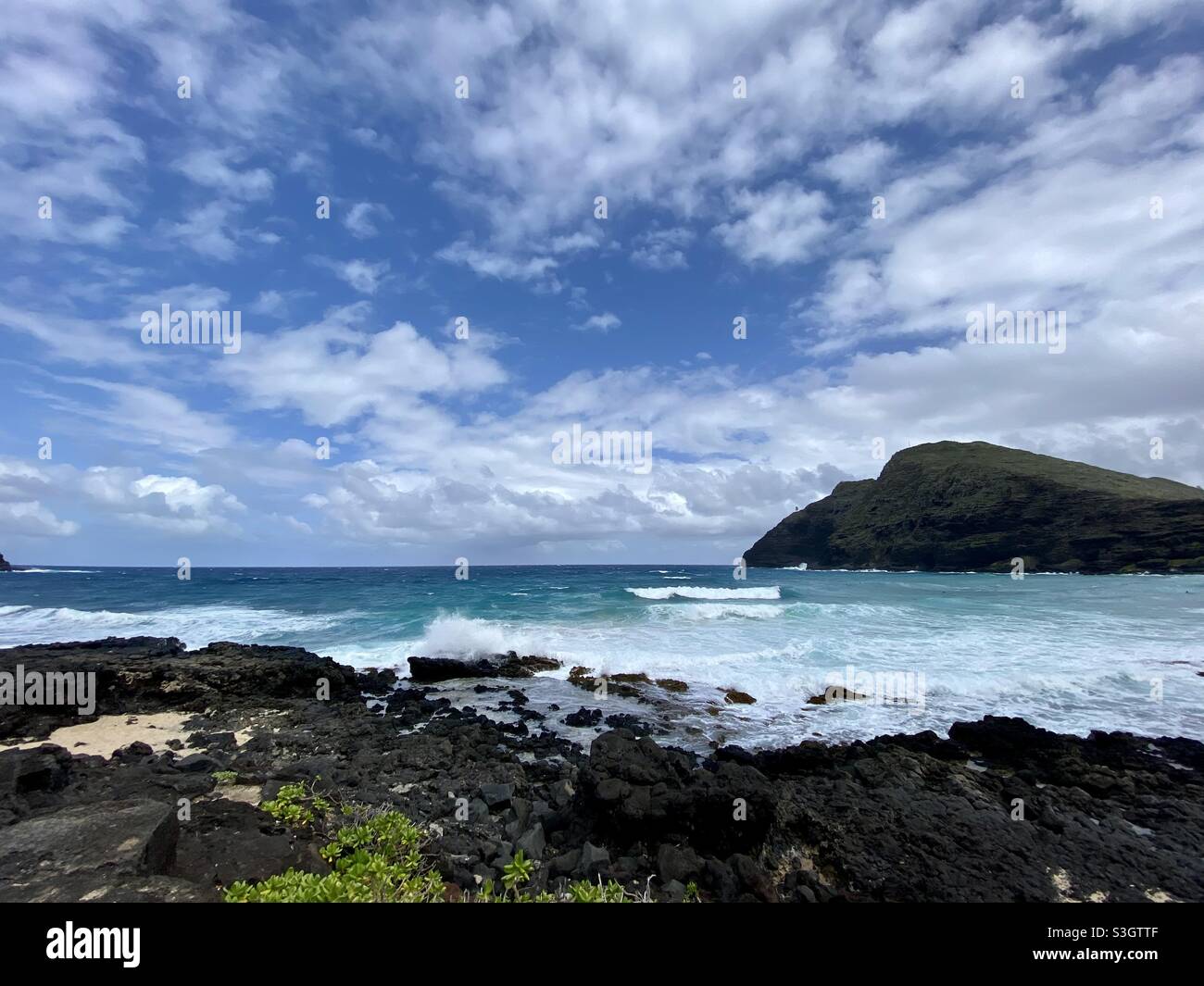 Makapu’u beach park on a windy spring day - Smartphone Captured Stock Image