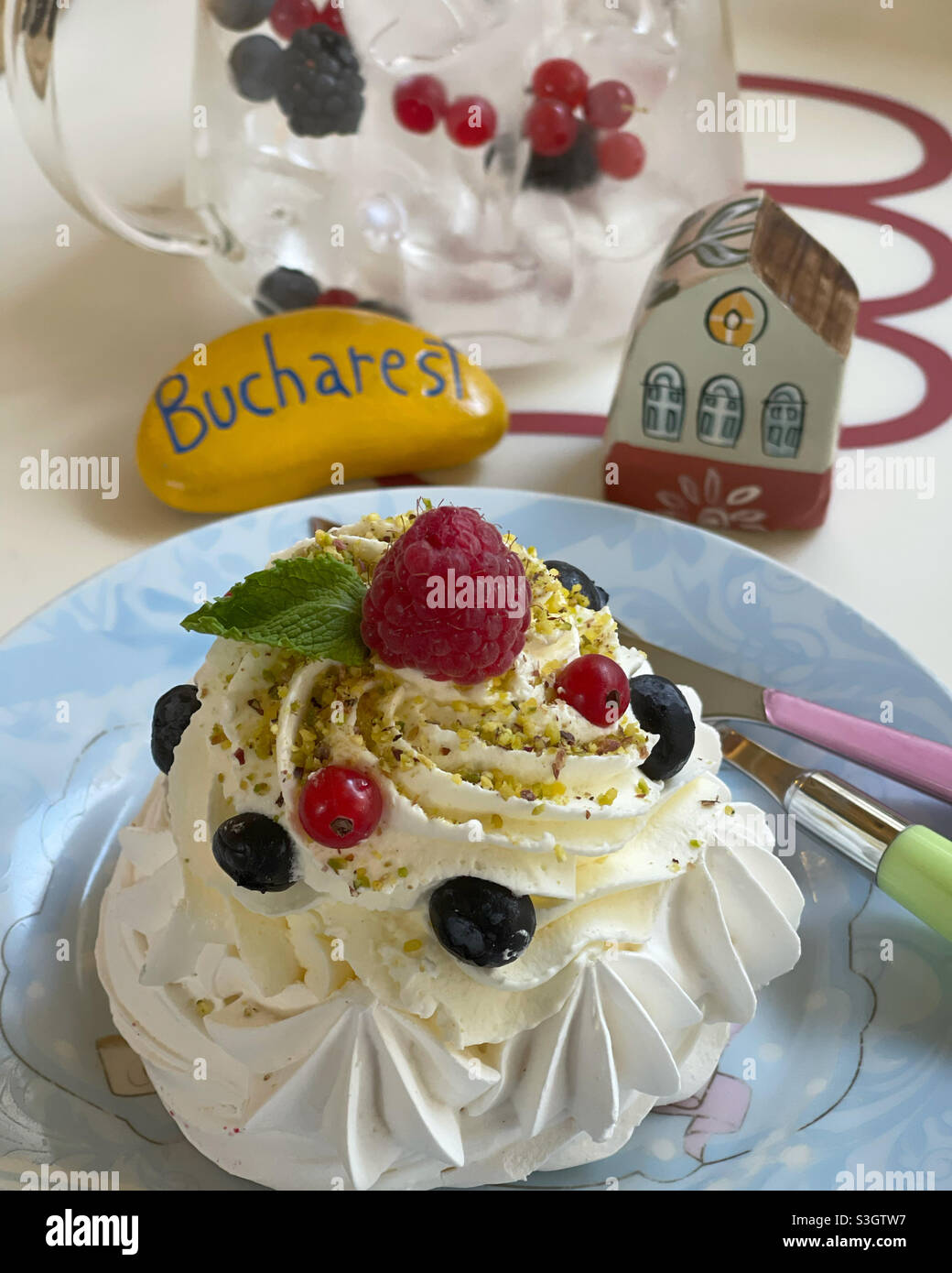 Dessert time in Bucharest with creativity - Smartphone Captured Stock Image