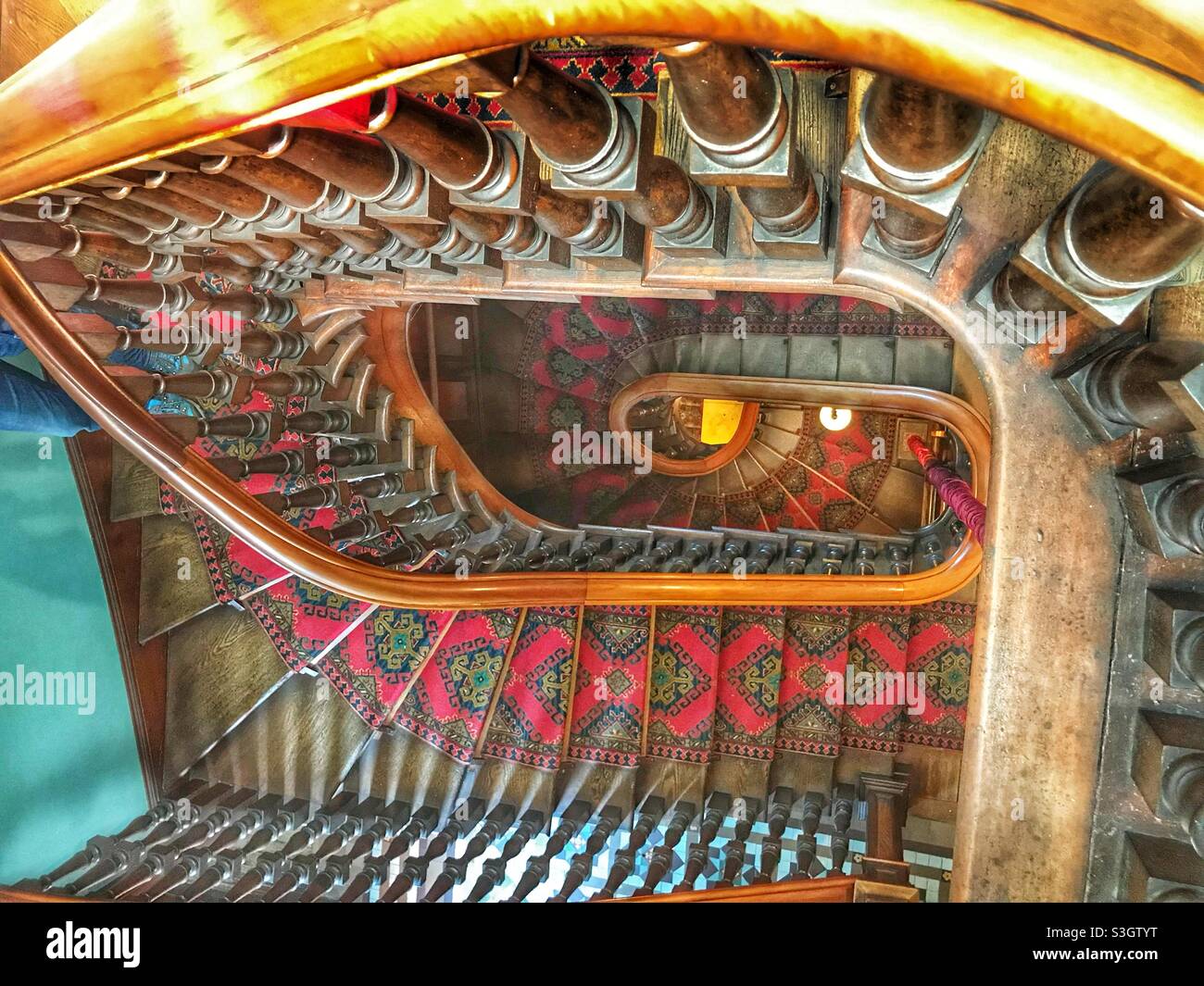 Staircase at Larnach Castle, Dunedin, Otago region, South Island, New Zealand Stock Photo