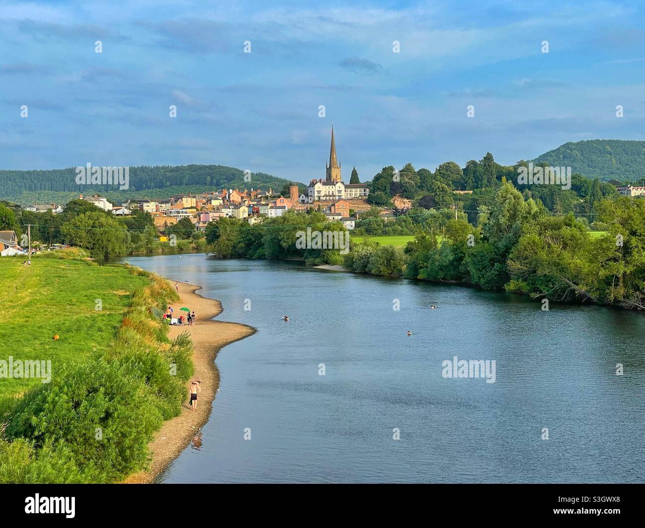 Ross on Wye as seen from the M50 road. Stock Photo