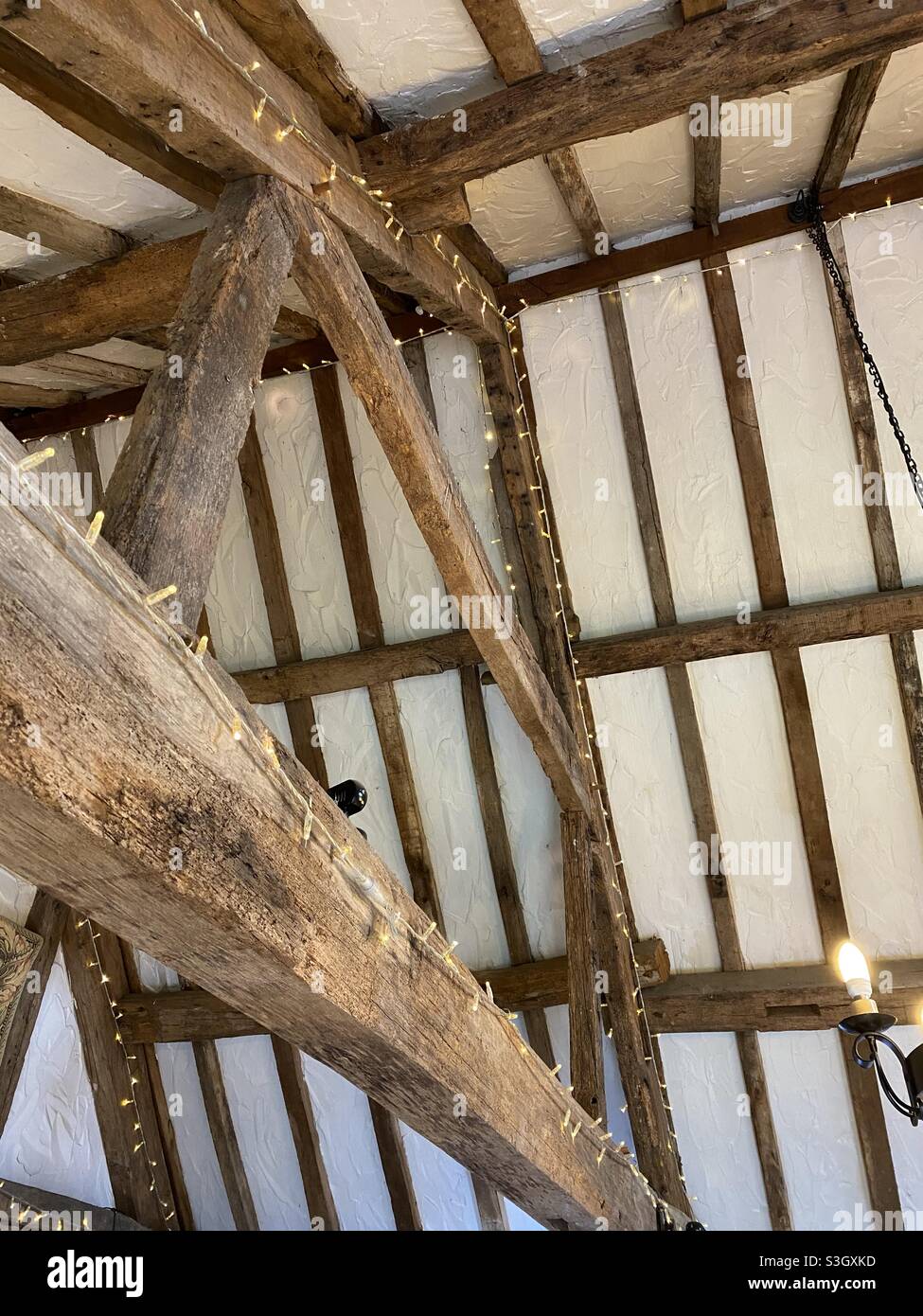 Wooden barn ceiling Stock Photo