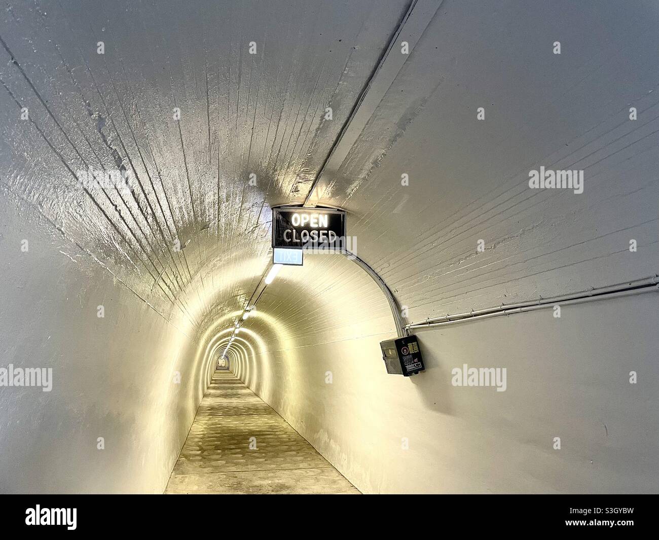 The tunnel leading to the Durie Hill elevator in Whanganui New Zealand - Smartphone Captured Stock Image