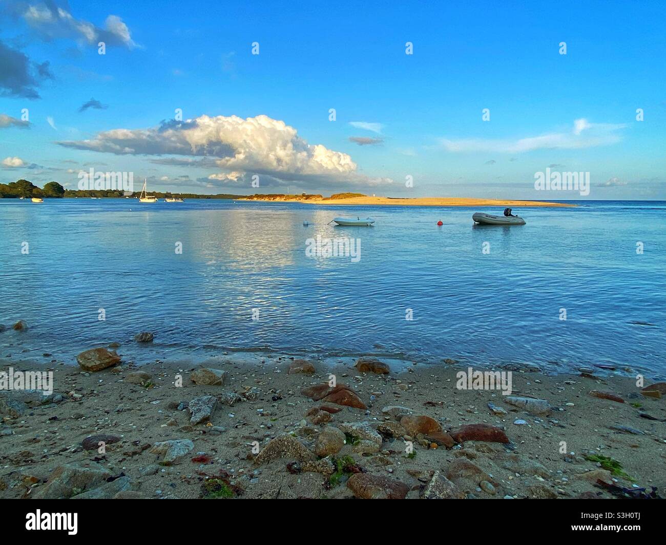 lagoon of Benodet in Brittany in sunset lights Stock Photo