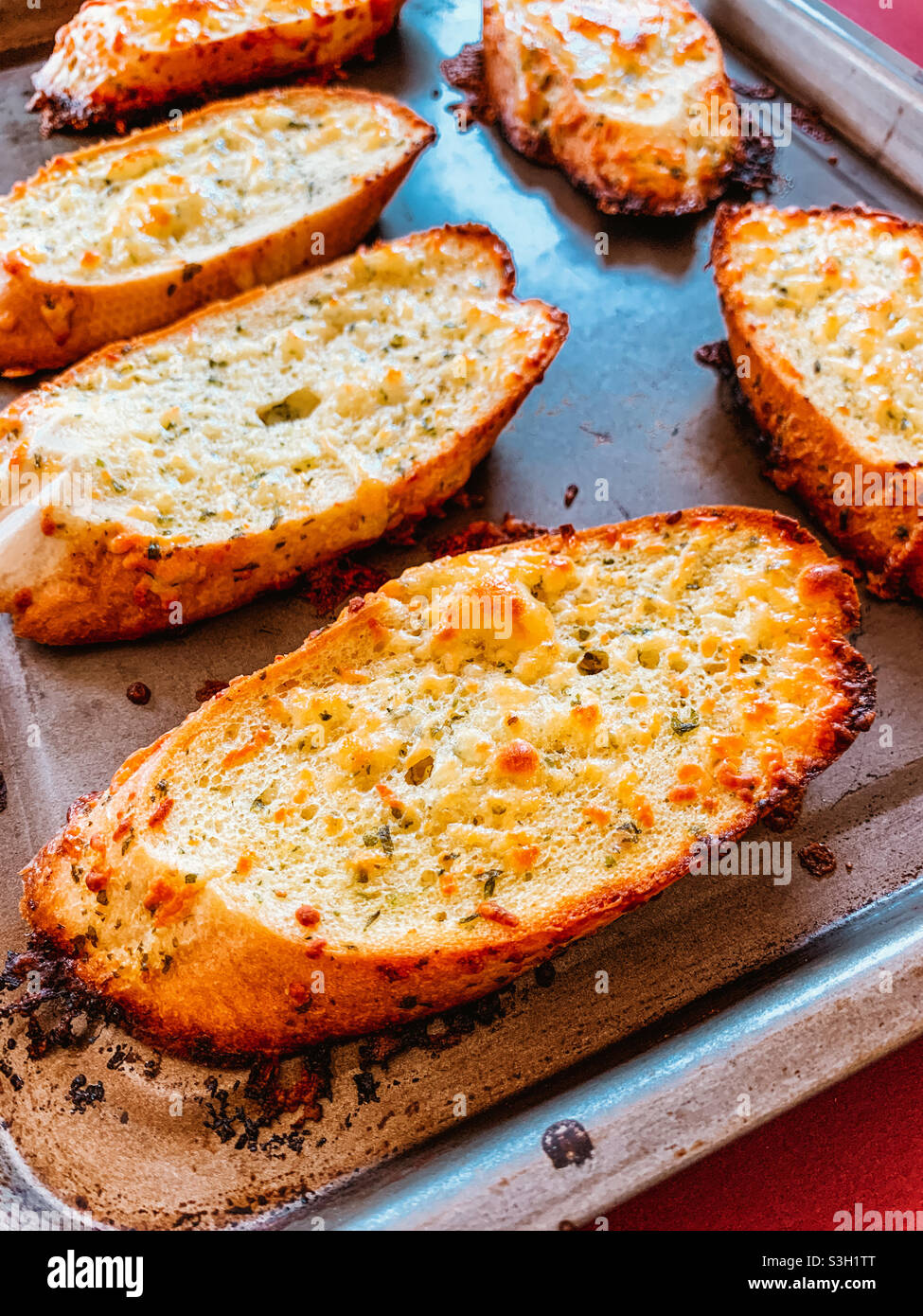 Toasted garlic cheese bread Stock Photo Alamy