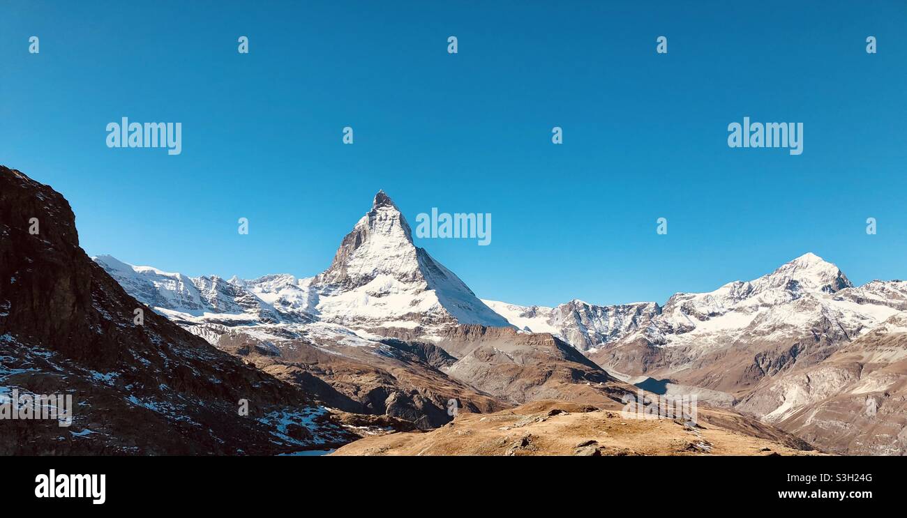 Matterhorn mountain in the alps Stock Photo