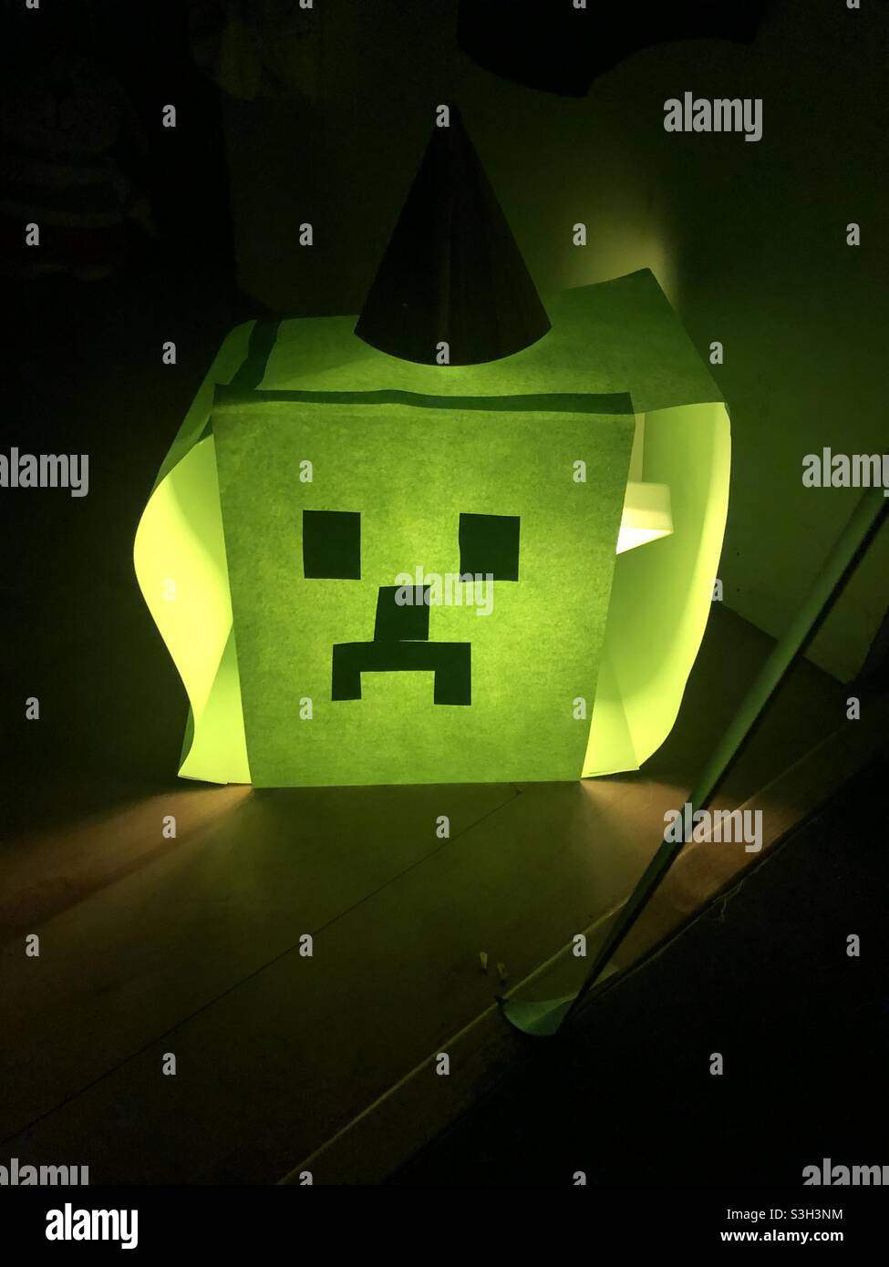 Creeper Minecraft Made Paper Real Life Stock Photo 2058235523