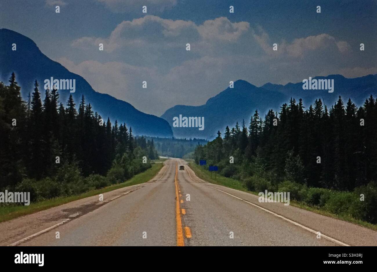 Smoky day, in the Rockies, mountains, smoke, forest fires - Smartphone Captured Stock Image
