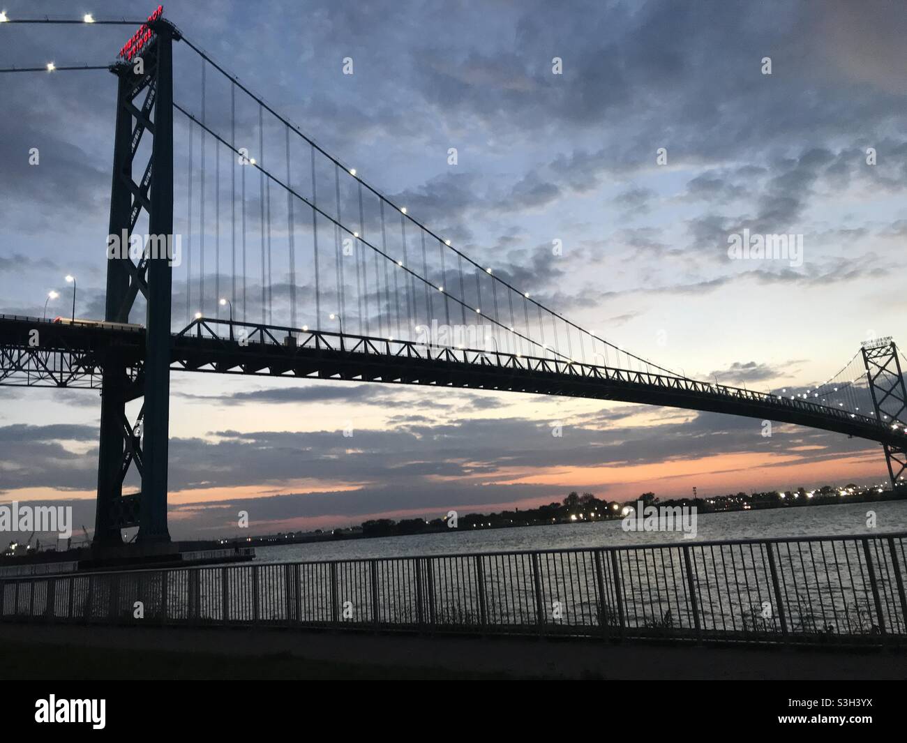 Ambassador Bridge at night Stock Photo