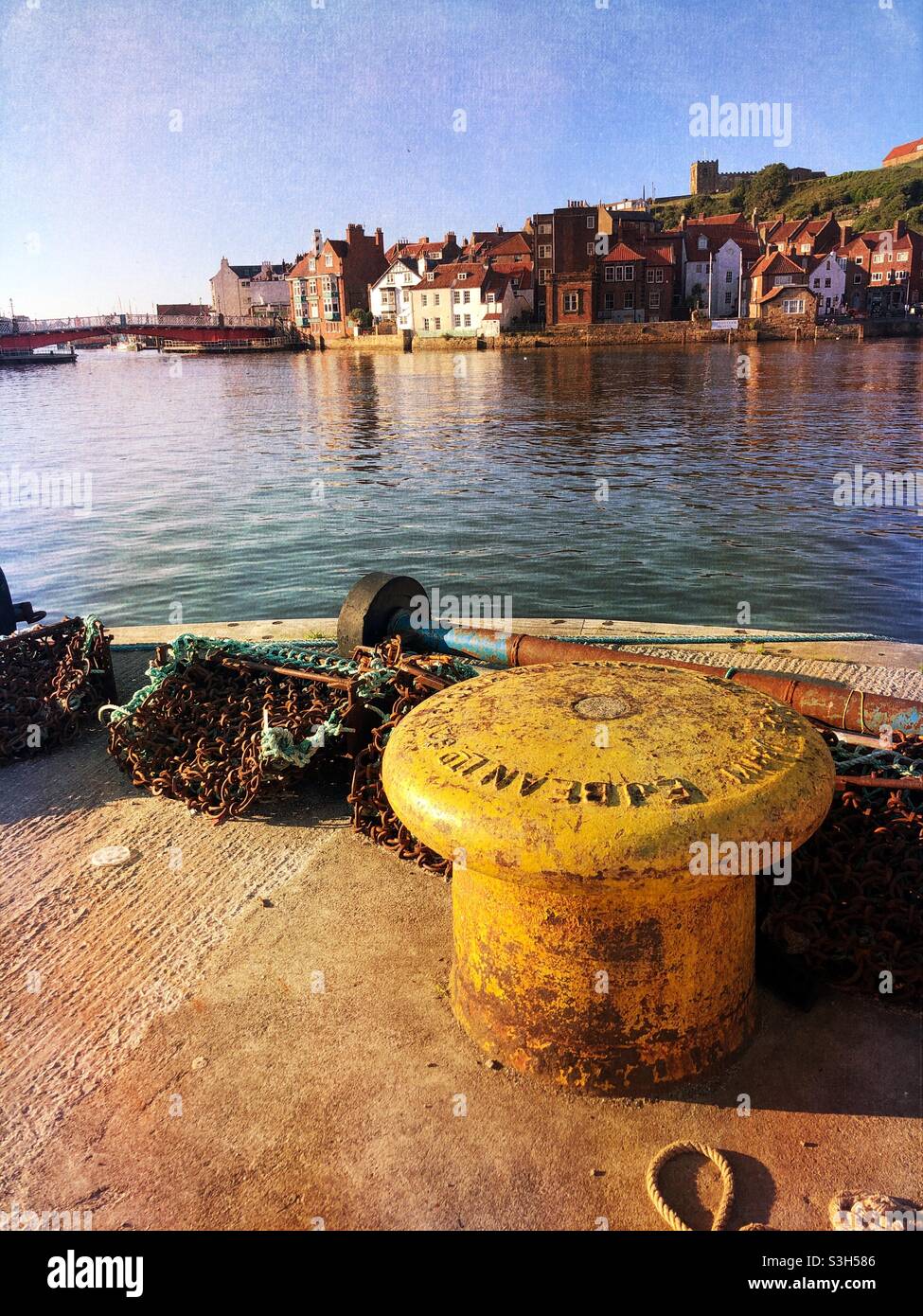 Whitby Swing Bridge spanning the River Esk - Smartphone Captured Stock Image