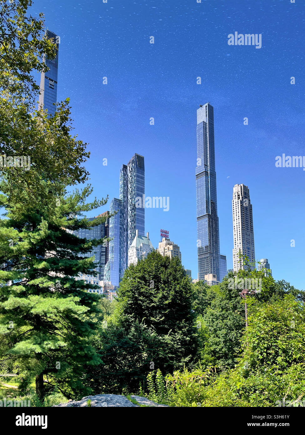 Super tall condos as seen from central park in the summertime of 2021, NYC, USA Stock Photo Alamy