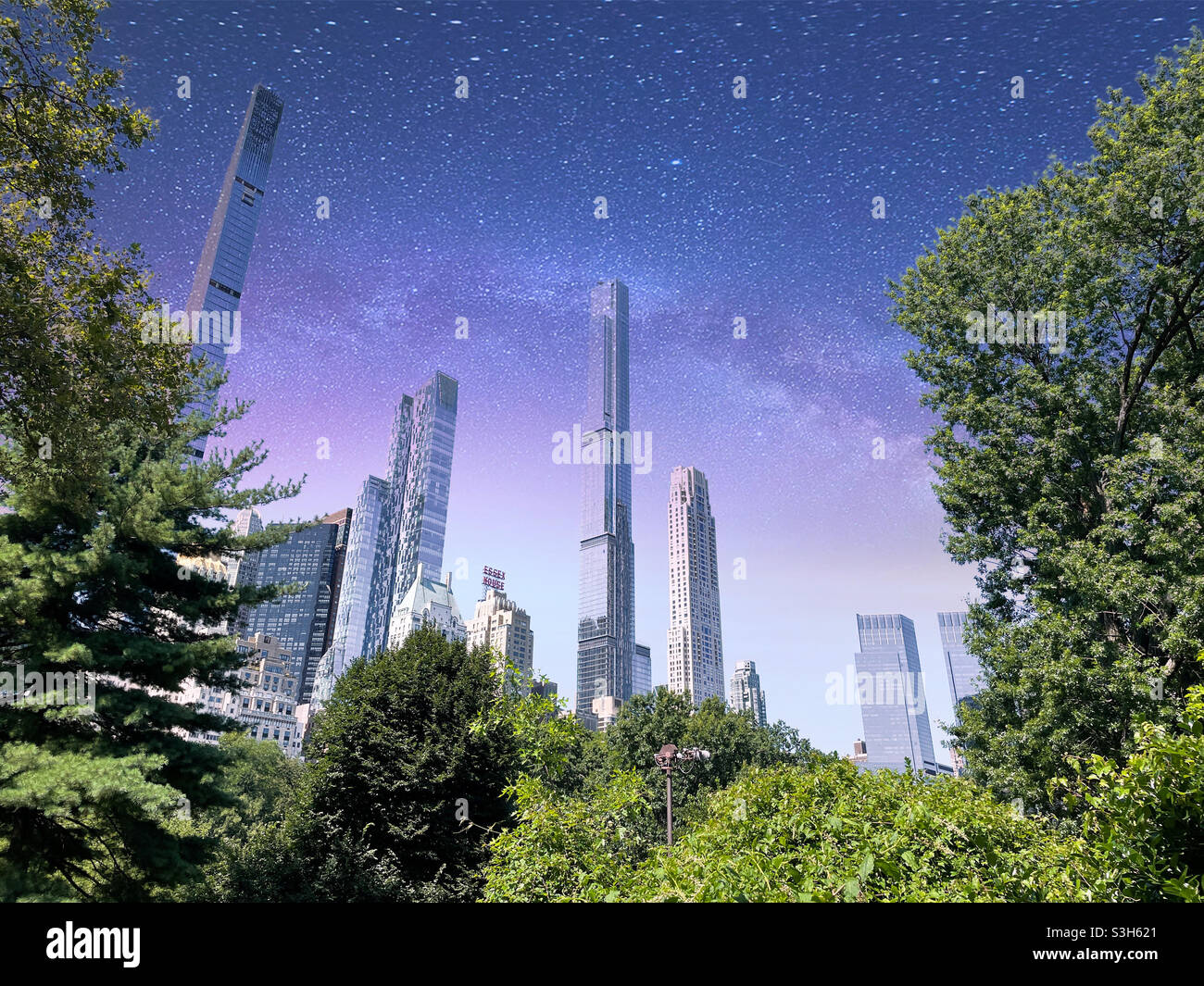 Billionaires row as seen from central park, New York City, 2021, USA - Smartphone Captured Stock Image