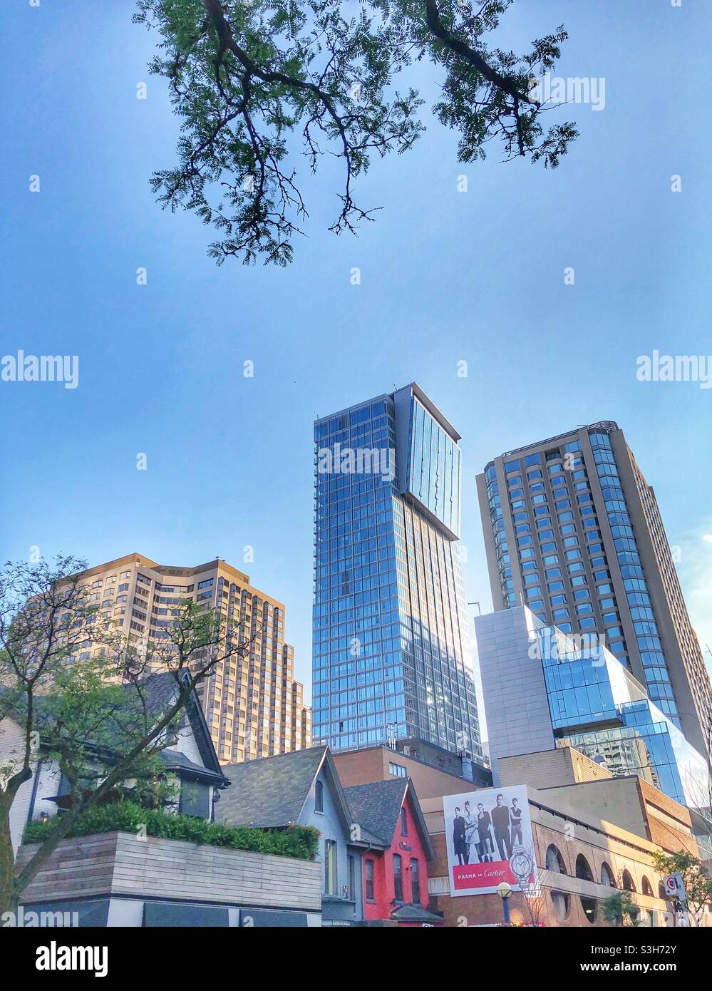 Yorkville, a Toronto downtown neighbourhood on a sunny summer day. - Smartphone Captured Stock Image