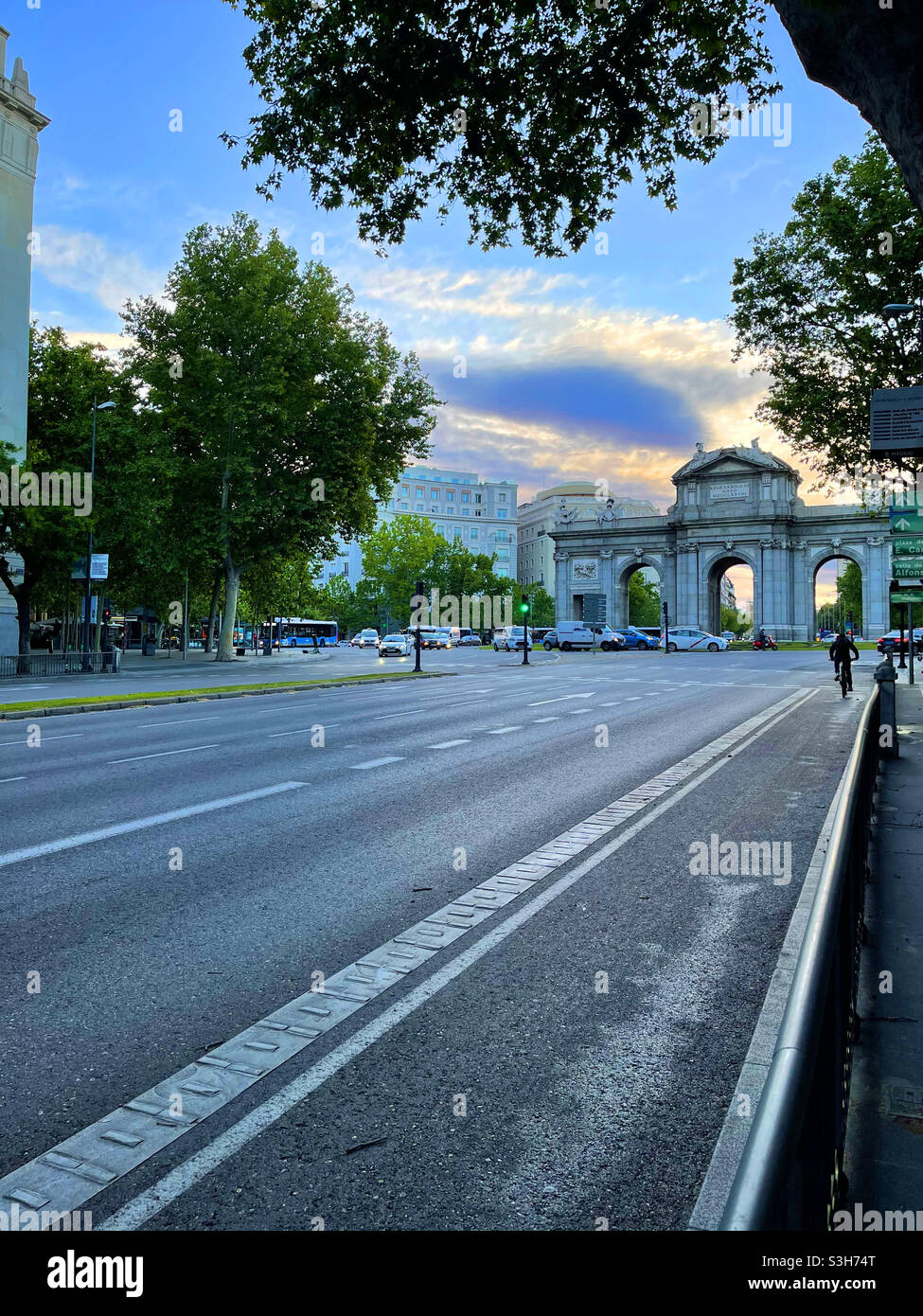 Alcala Gate. Alcala street, Madrid, Spain - Smartphone Captured Stock Image
