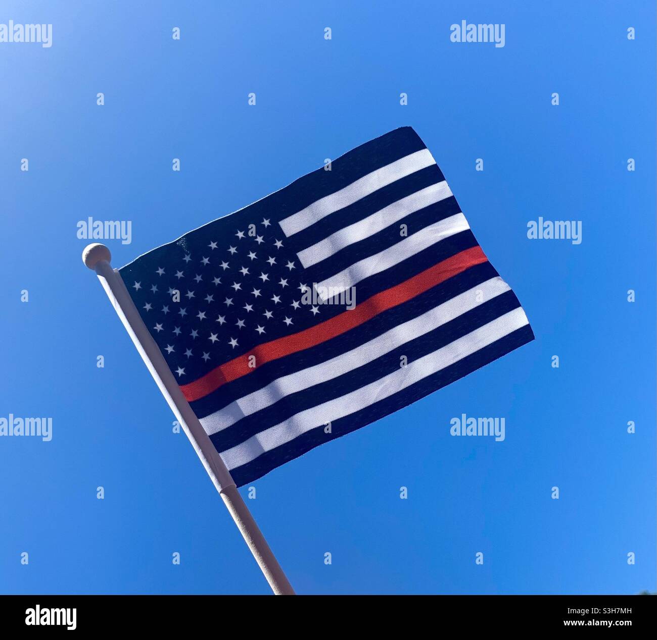 Back the blue - American flag supporting our police Stock Photo