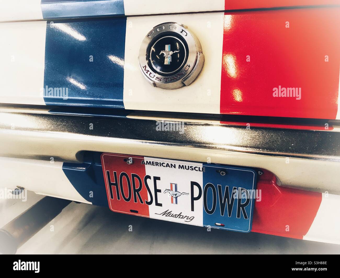 Rear of Classic Ford Mustang Car - American Muscle Car - Smartphone Captured Stock Image