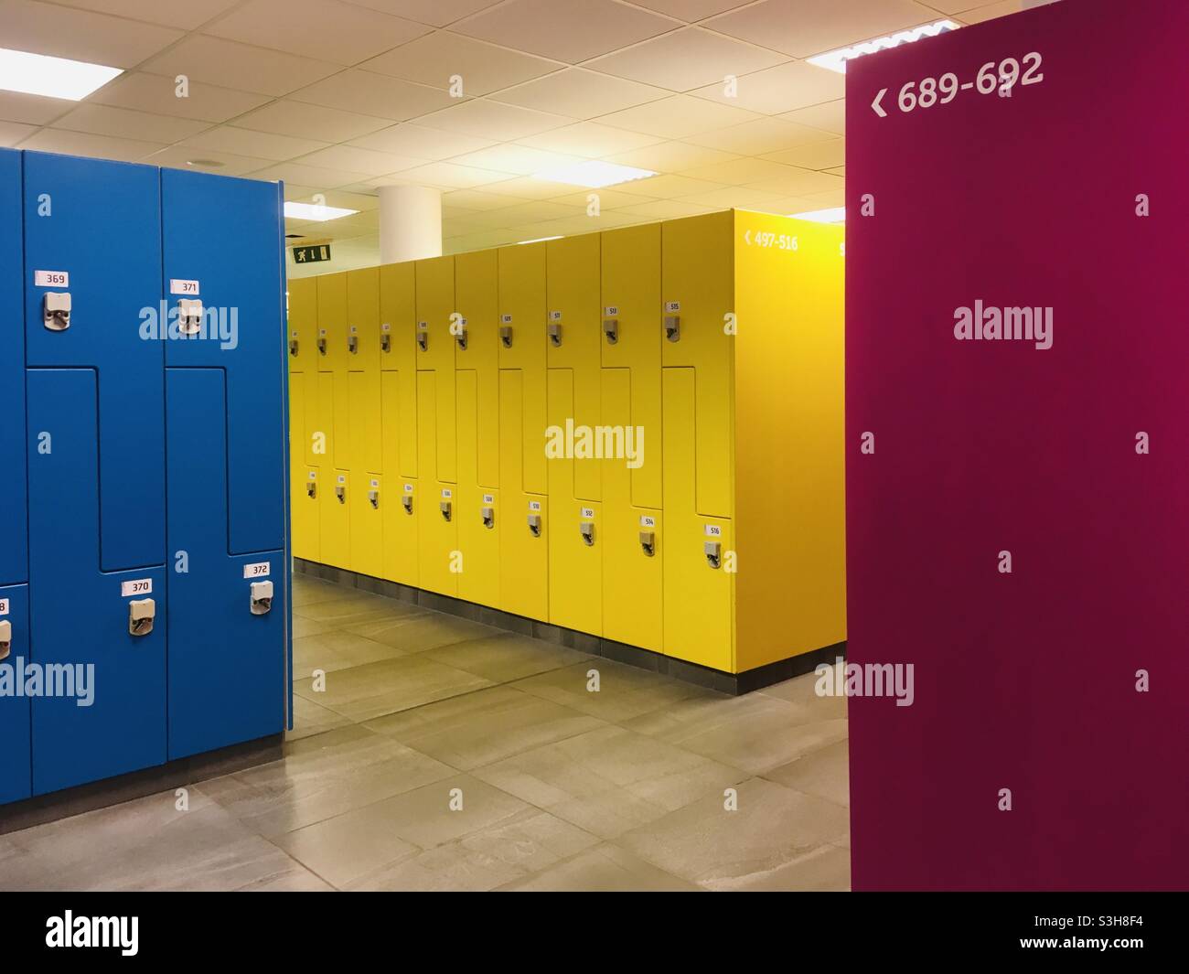 Colourful numbered lockers in spa, Sarvar, Hungary Stock Photo