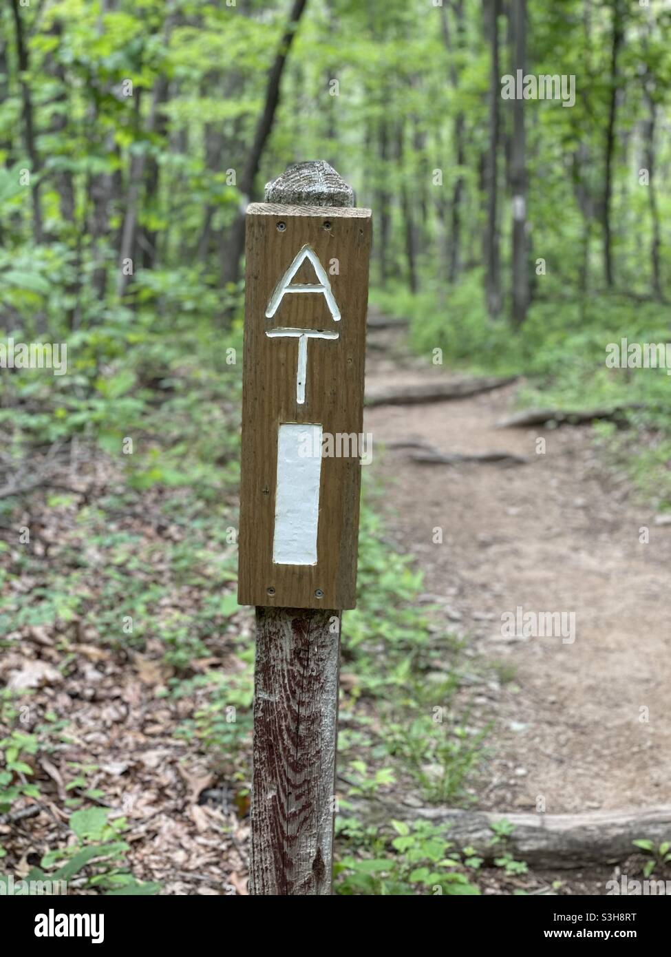 Appalachian Trail sign in Virginia. Stock Photo