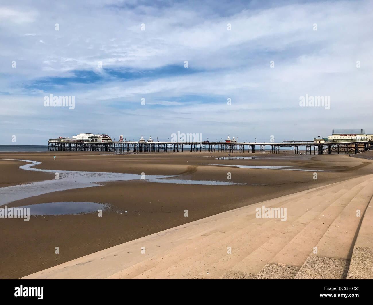 Blackpool beach and North pier - Smartphone Captured Stock Image