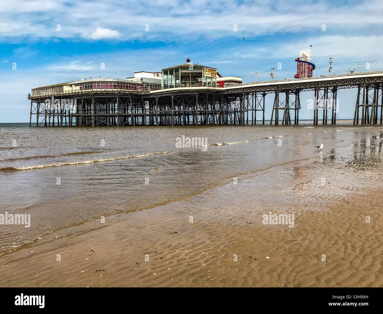 Blackpool beach and North pier - Smartphone Captured Stock Image