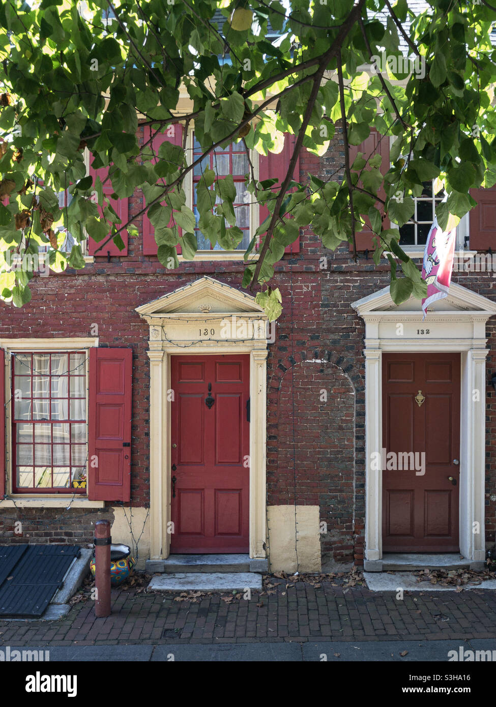 historic street Elfreth's Alley  in Philadelphia, located in the Old City neighborhood Stock Photo