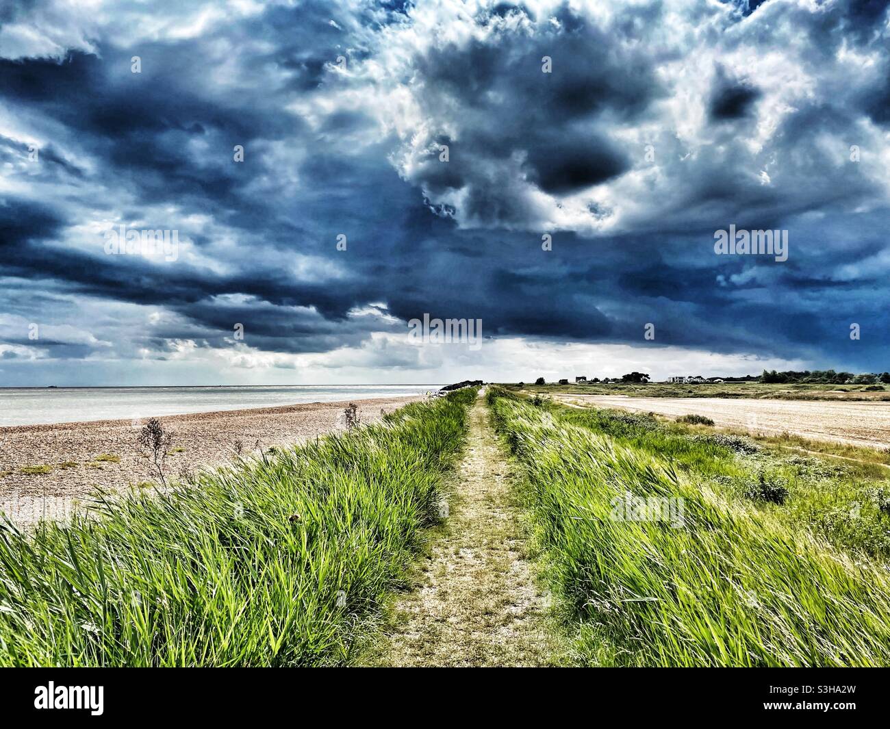 Heavy cloud over Bawdsey Suffolk UK - Smartphone Captured Stock Image