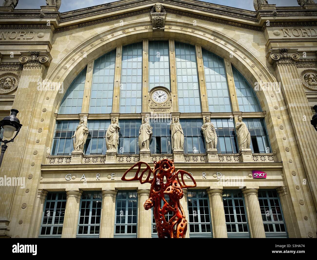 The facade of Gare du Nord train station in Paris, France - Smartphone Captured Stock Image