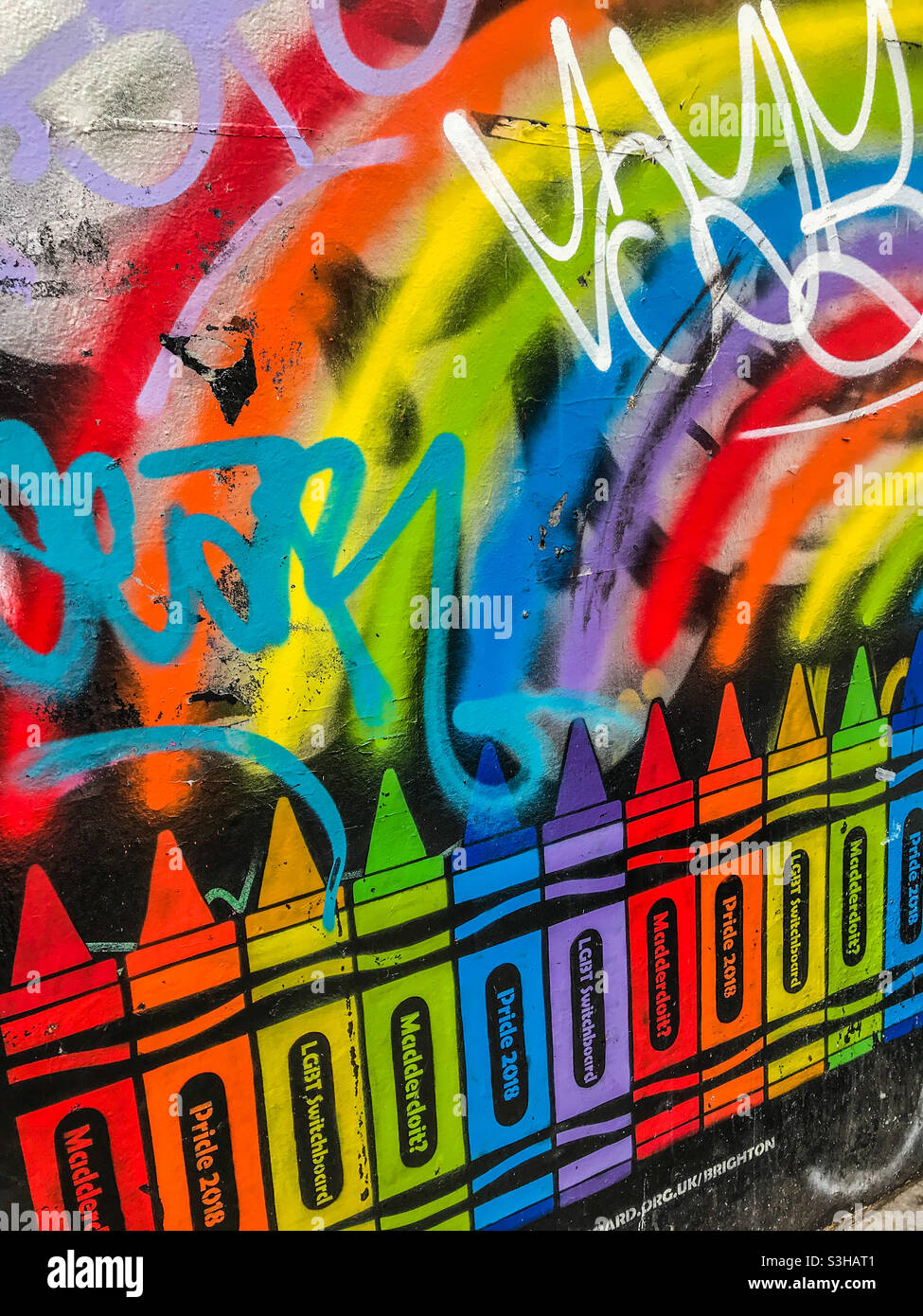 Brighton graffiti crayons Stock Photo Alamy