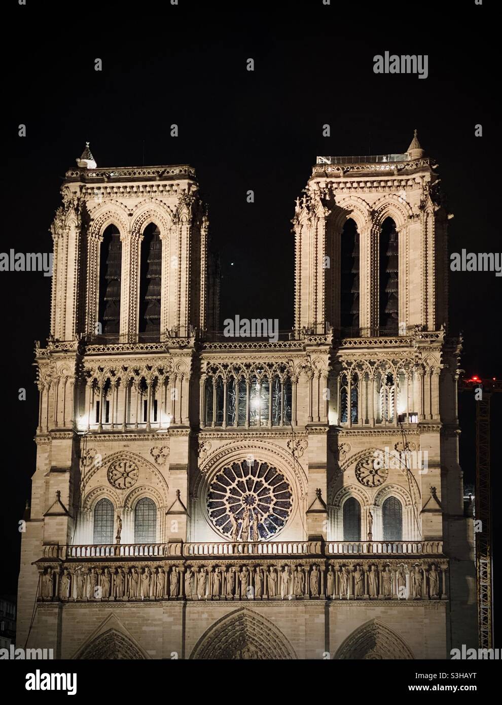The facade of Notre Dame cathedral in Paris, France - Smartphone Captured Stock Image
