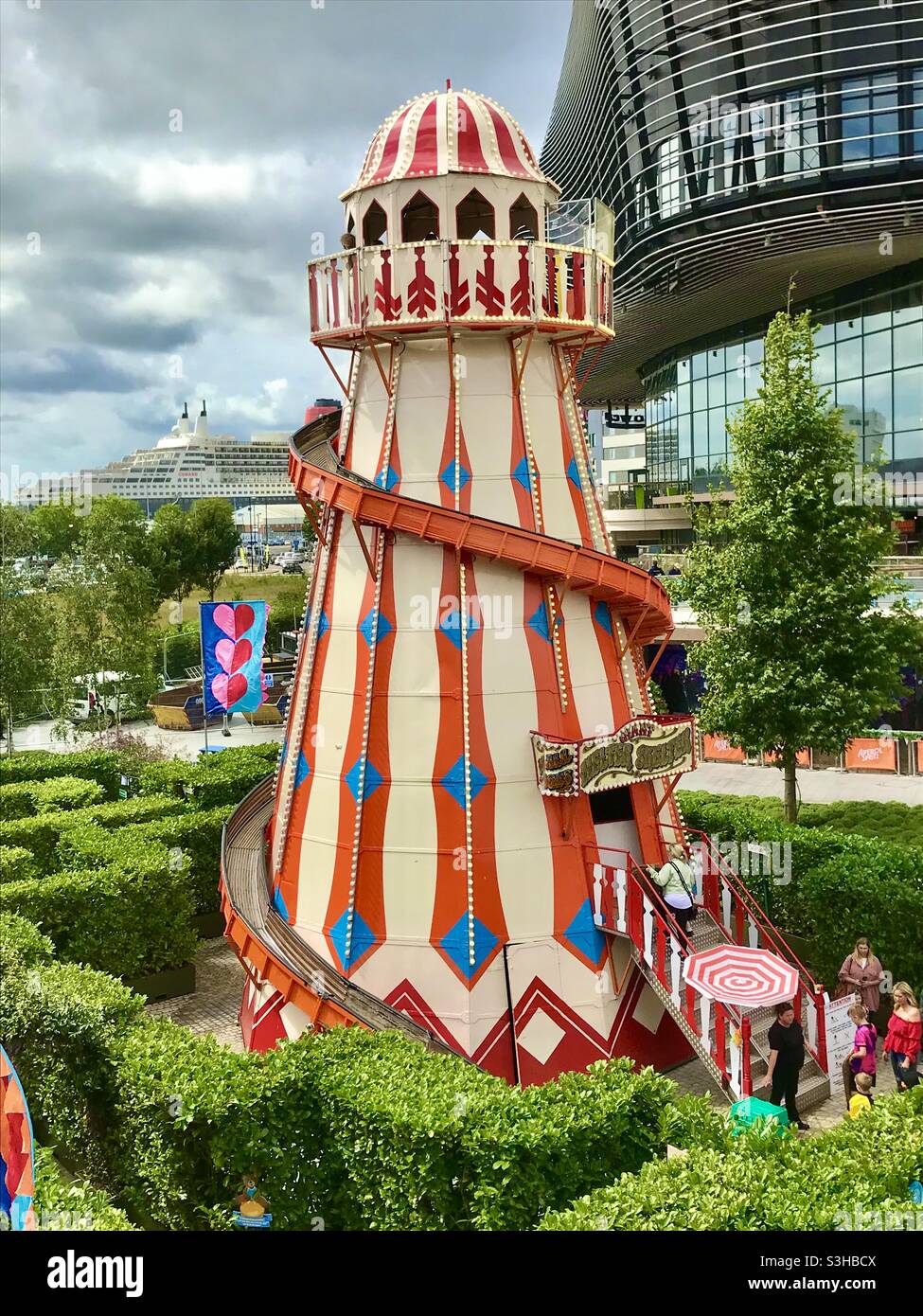 Helter skelter in west quay Southampton Stock Photo
