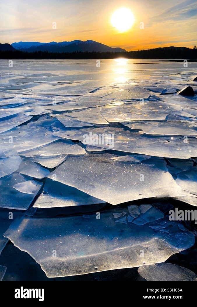 Ice shards on Mendenhall Lake Stock Photo