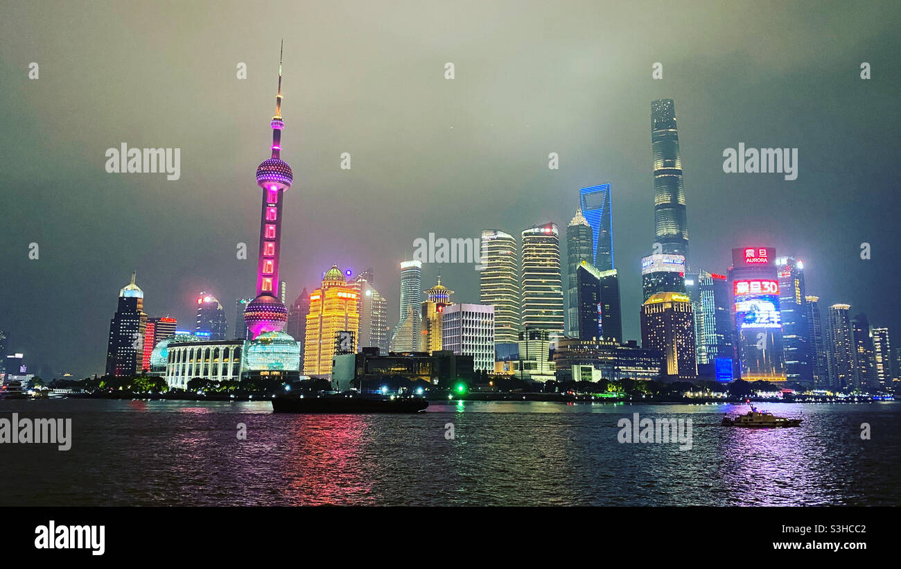 Shanghai the bund night view - Smartphone Captured Stock Image