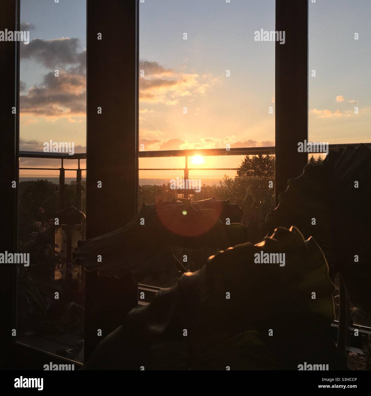 Sunrise, window, - Smartphone Captured Stock Image