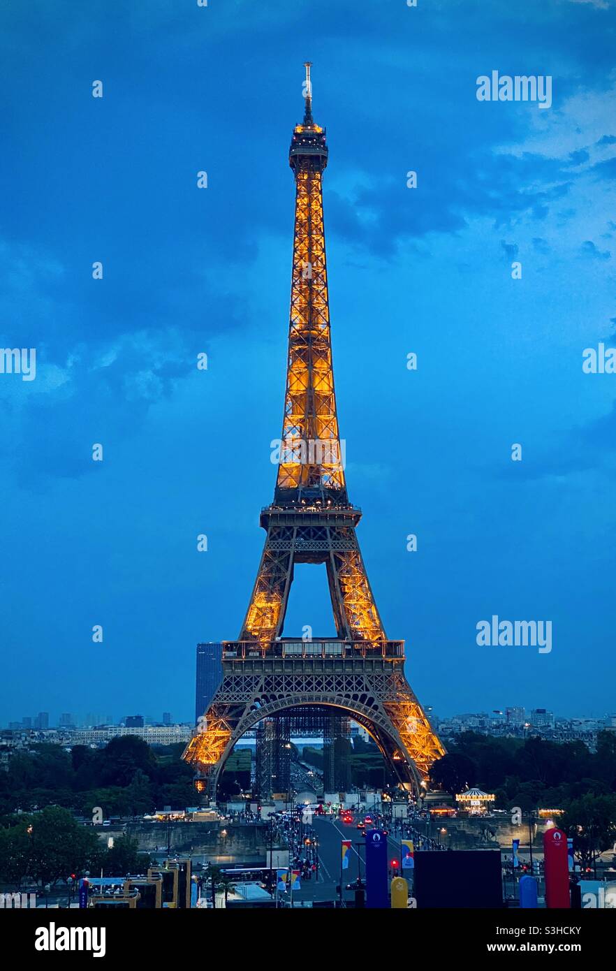 Eiffel Tower at night. Paris, France - Smartphone Captured Stock Image