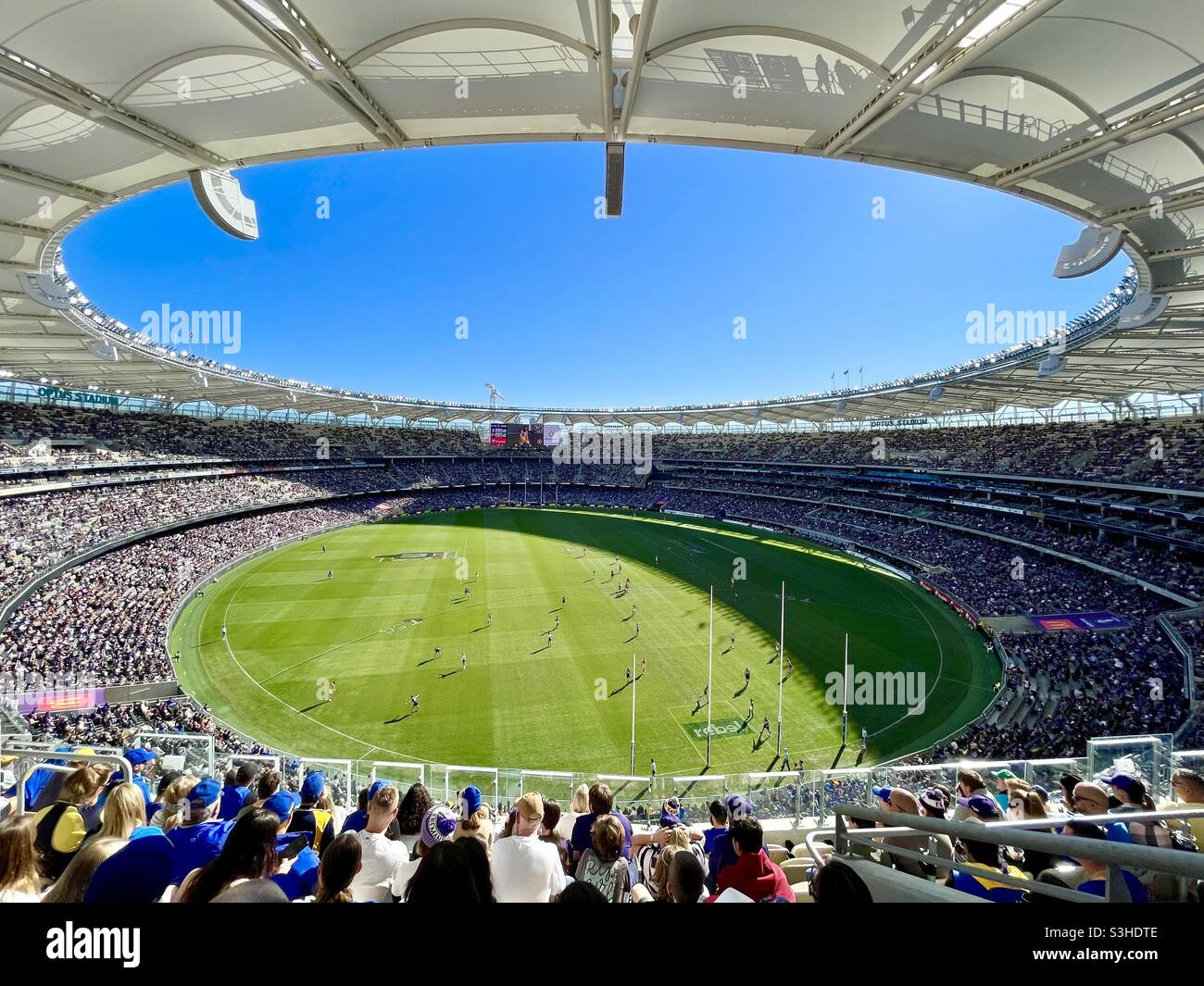 Western Derby AFL football game between Fremantle Dockers and West