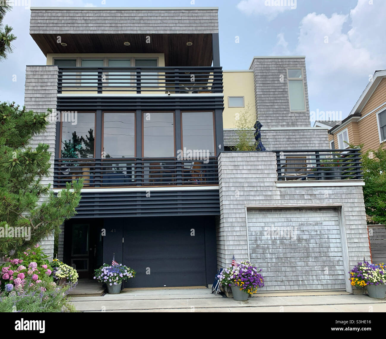 July, 2021, a house in Surf City, Long Beach Island, Ocean County, New Jersey, United States - Smartphone Captured Stock Image