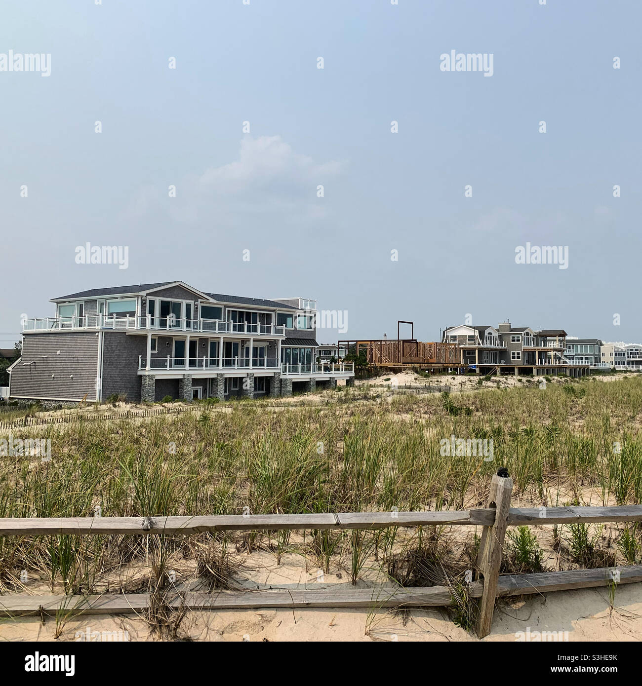 July, 2021, building overlooking the beach, Long Beach Township, Long Beach Island, New Jersey, United States - Smartphone Captured Stock Image
