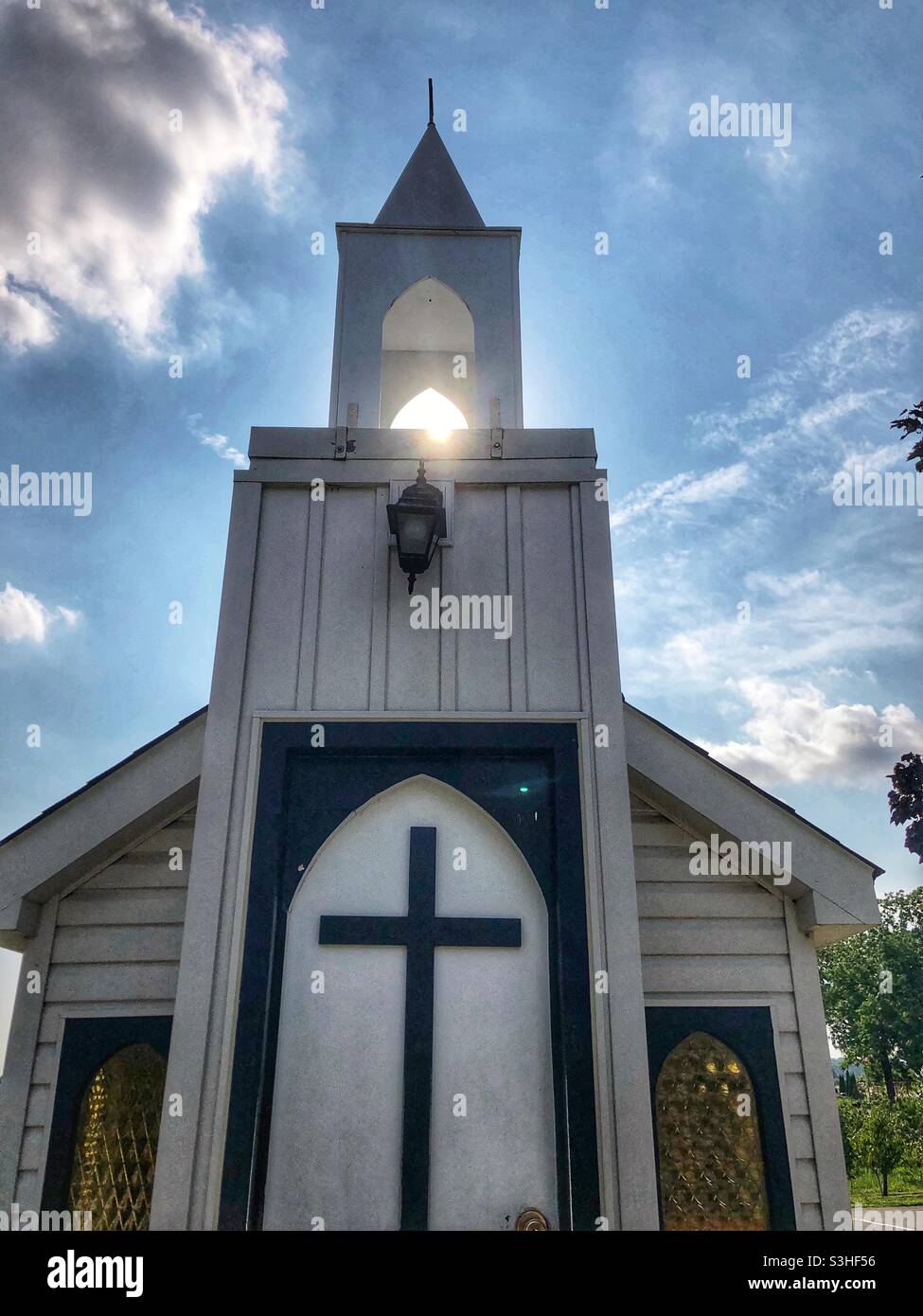 A quaint idyllic wooden chapel in Niagara-on-the-Lake, Canada. - Smartphone Captured Stock Image