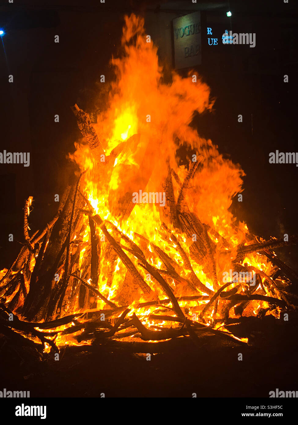 St Antoni bonfire, Mallorca - Smartphone Captured Stock Image