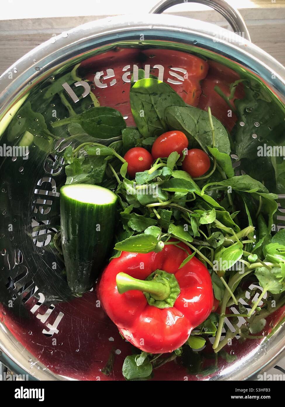 Washed salad items - Smartphone Captured Stock Image