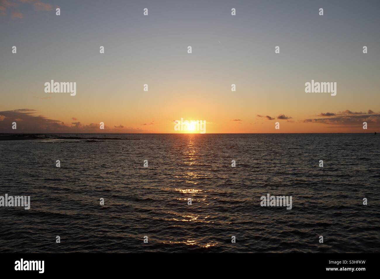 Sunset at the beach of Le Croisic in Loire Atlantique, a french department - Smartphone Captured Stock Image