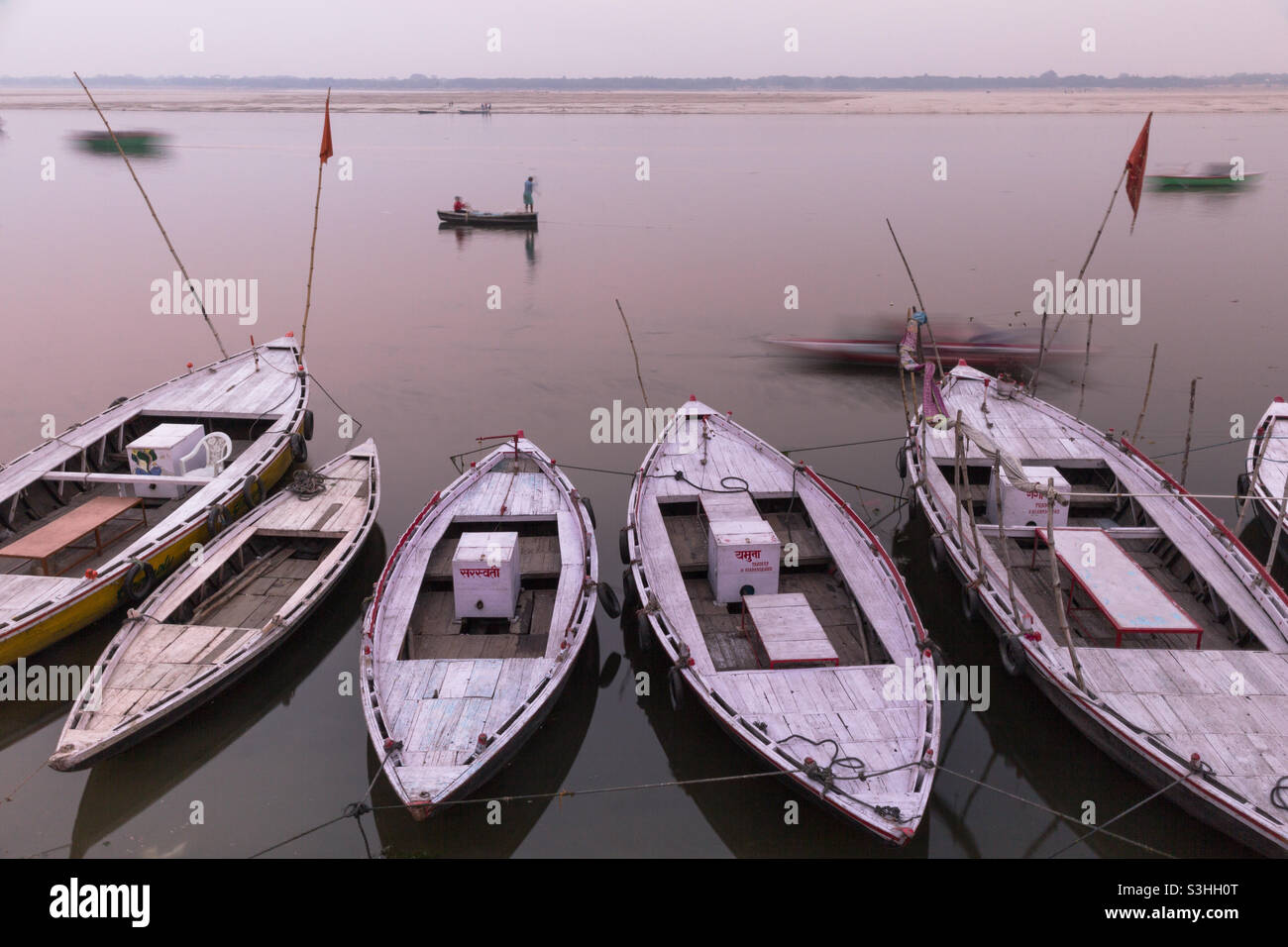 Contrast between motion and stillness, Varanasi, India - Smartphone Captured Stock Image