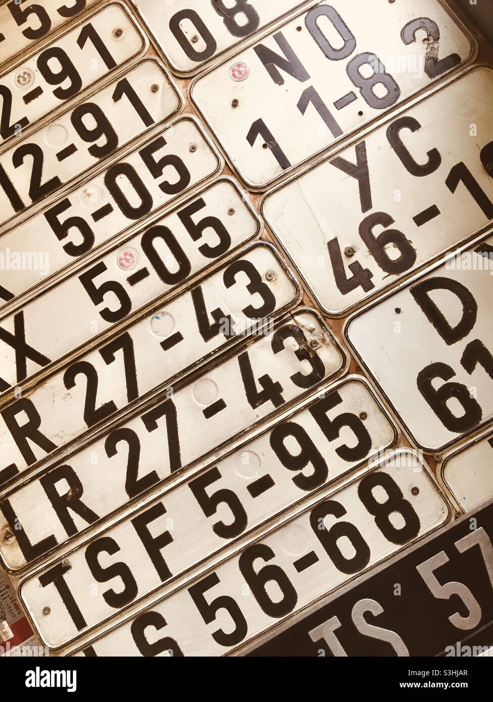 Collection of old Eastern German license plates - Smartphone Captured Stock Image