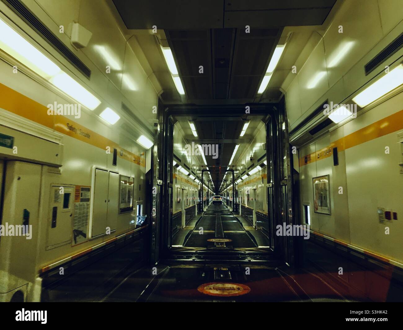 Inside Le Shuttle for the Eurotunnel Stock Photo Alamy