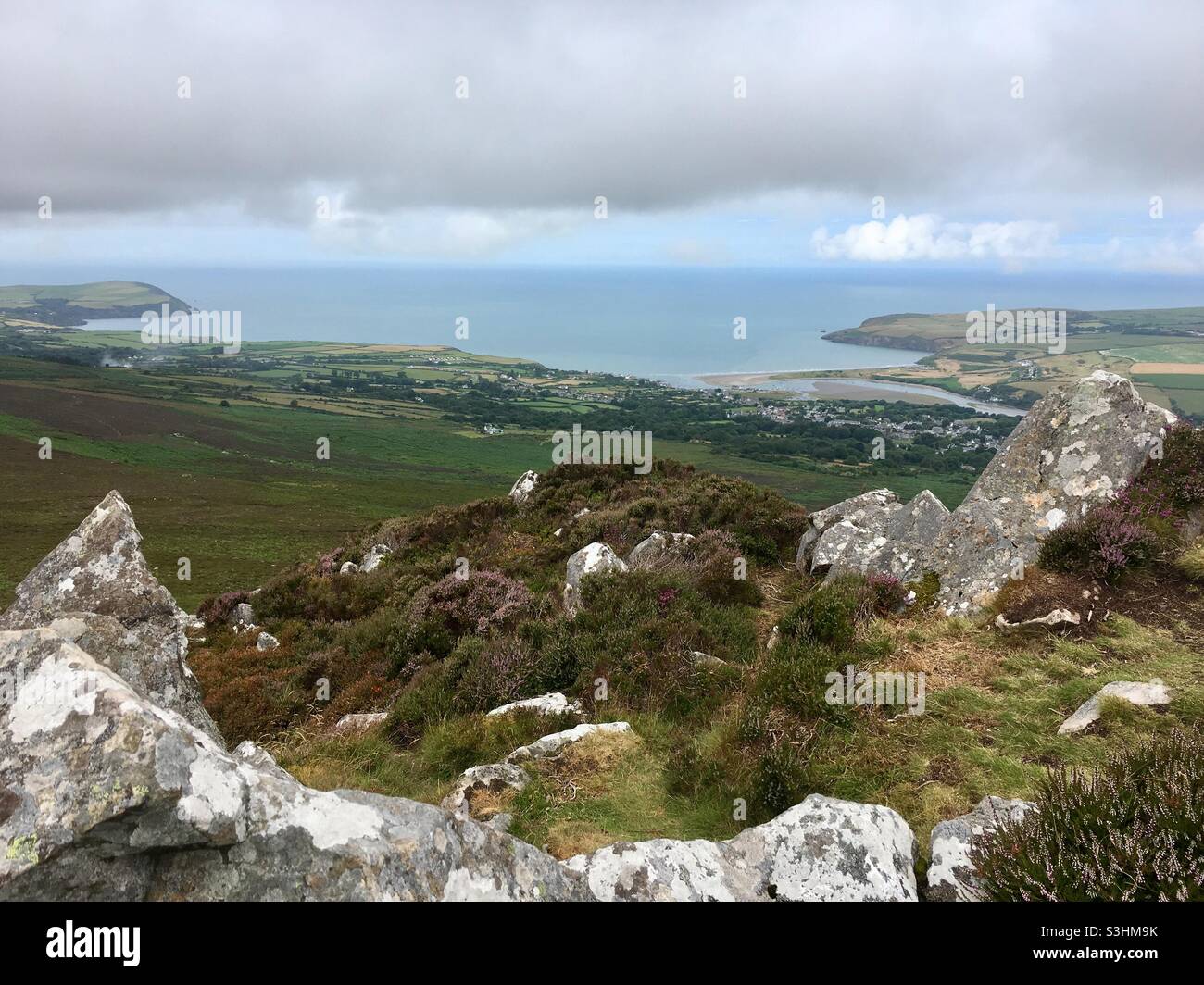 View from Carningli Mountain over Newport Bay, Pembrokeshire, Wales - Smartphone Captured Stock Image