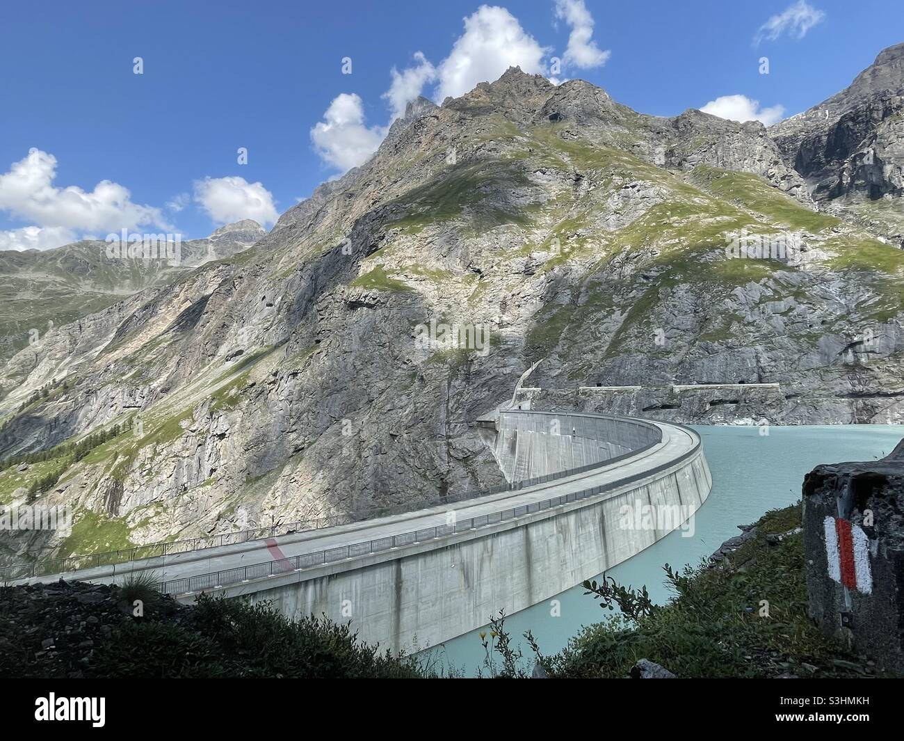 DAM of Mauvoisin hydroelectric reservoir, Valais, Switzerland Stock