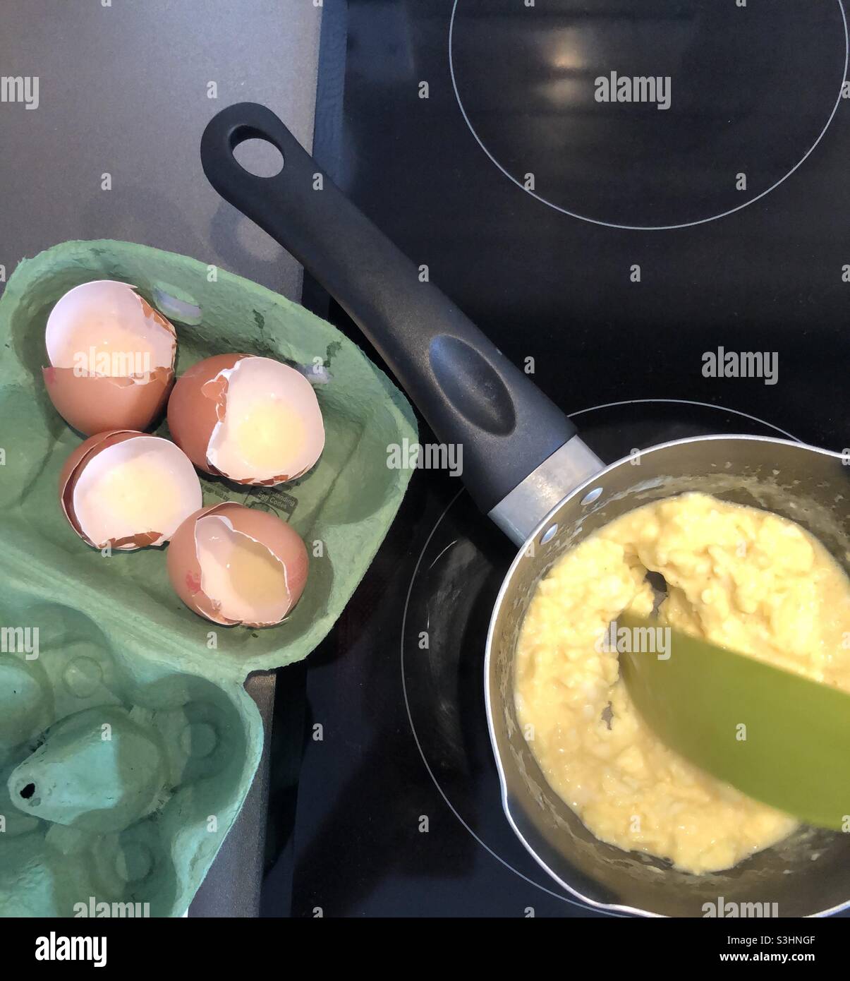 Eggs being scrambled - Smartphone Captured Stock Image