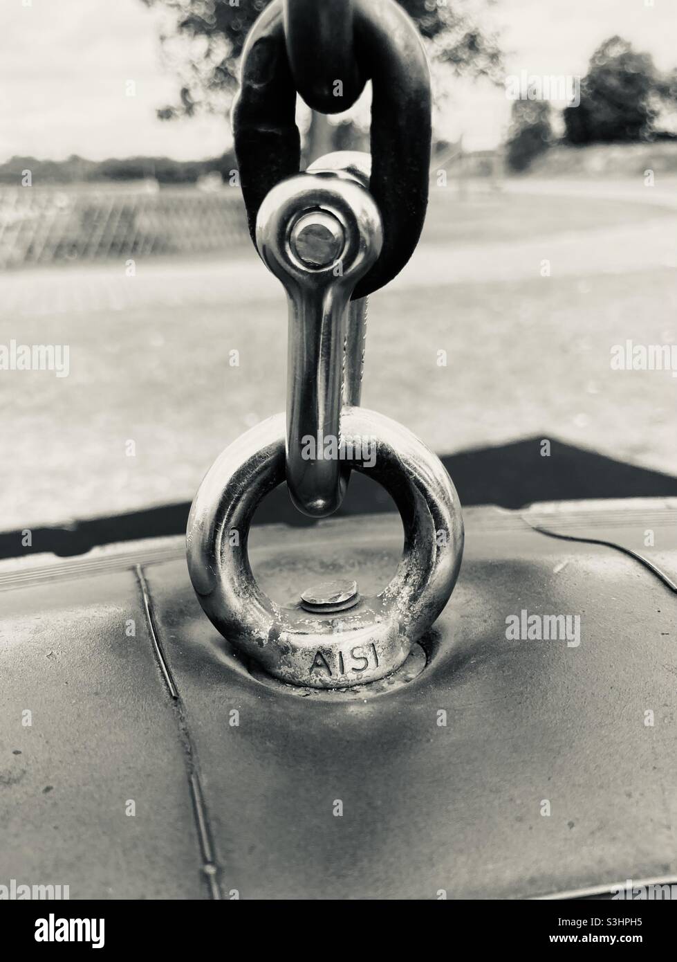 Eyelet with shackle and bolt - Smartphone Captured Stock Image