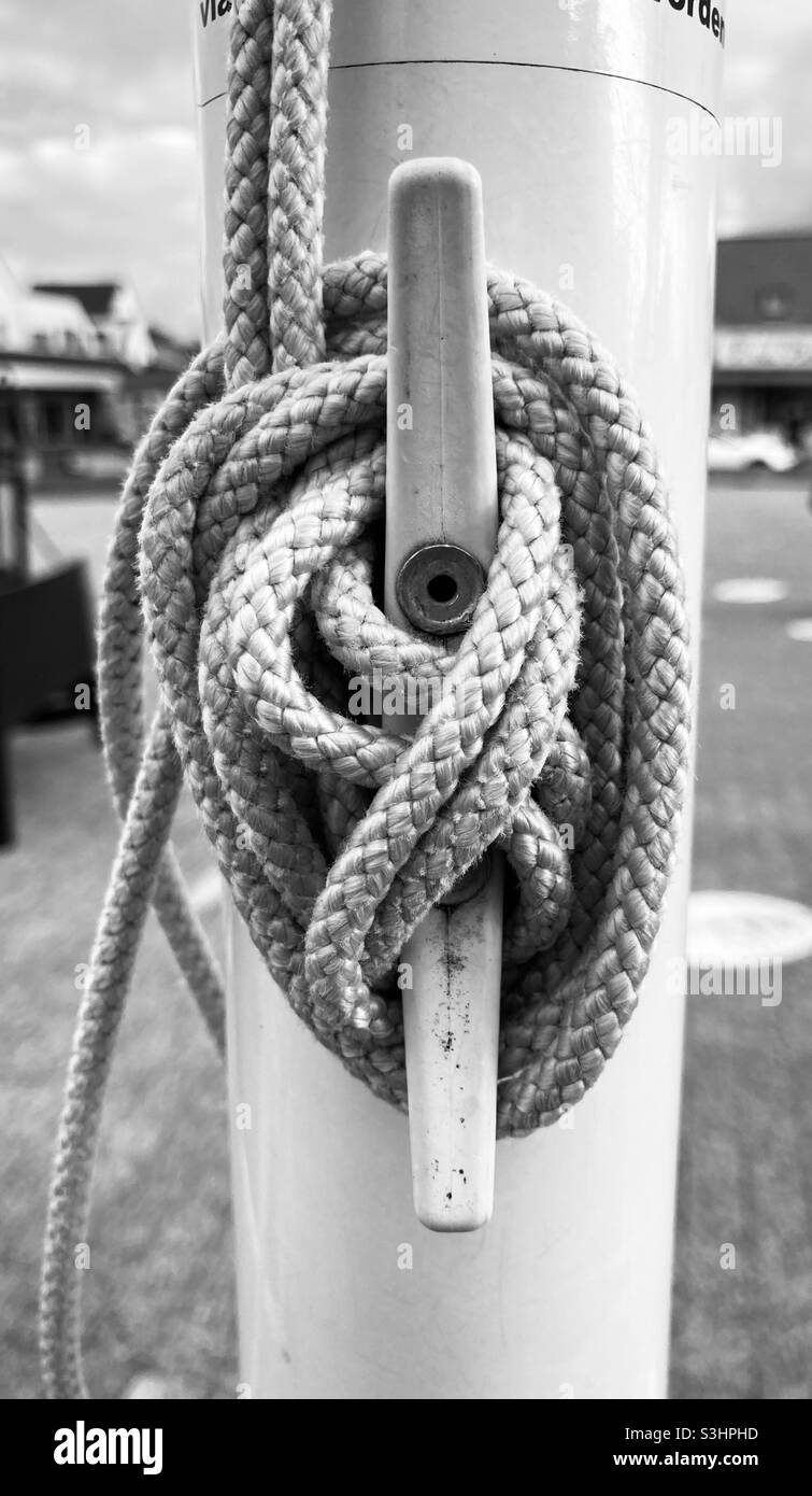 moored rope of a flag Stock Photo