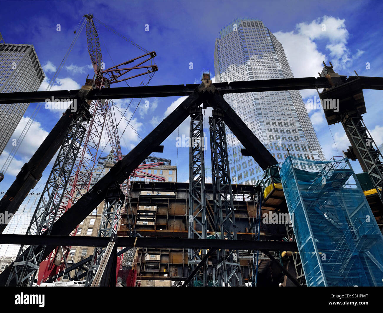Construction site for a new skyscraper, New York City, 2021, United States - Smartphone Captured Stock Image
