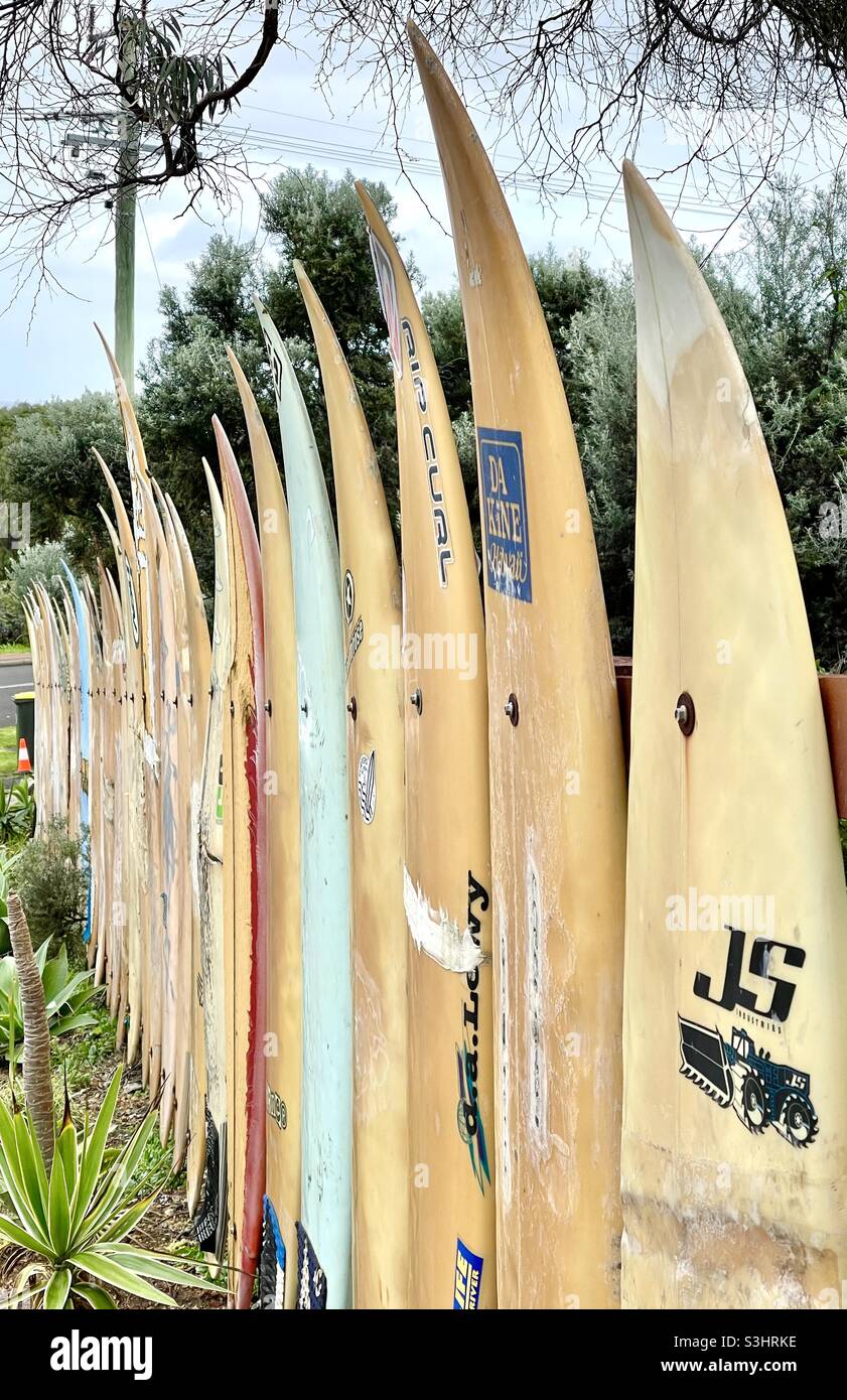 Surfboard fence at a cafe Prevelly Margaret River Western Australia Stock Photo Alamy